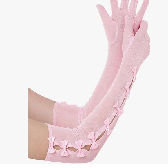 Princess Long Stretchy Bow Gloves - Picture 2 of 6